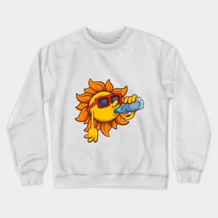 Cool Sun Character Drinking Water Crewneck Sweatshirt